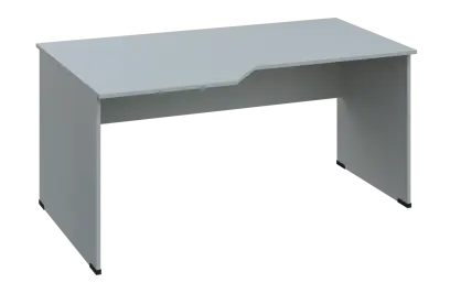 EZL 18 - 166 stůl kancelářský, rohový, levý, dřevěná podnož, deska 18 mm, široký 1600 mm, šedá